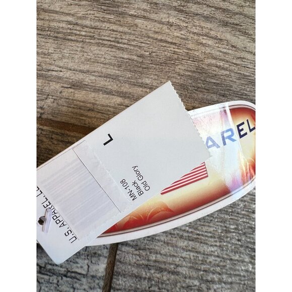 NWT US Apparel Swim Trunks Black Old‎ Glory American Flag USA Large Olympics - Picture 10 of 12